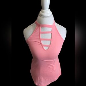 🌸 SHEIN Pink Strappy Halter Tank Top Sz S
